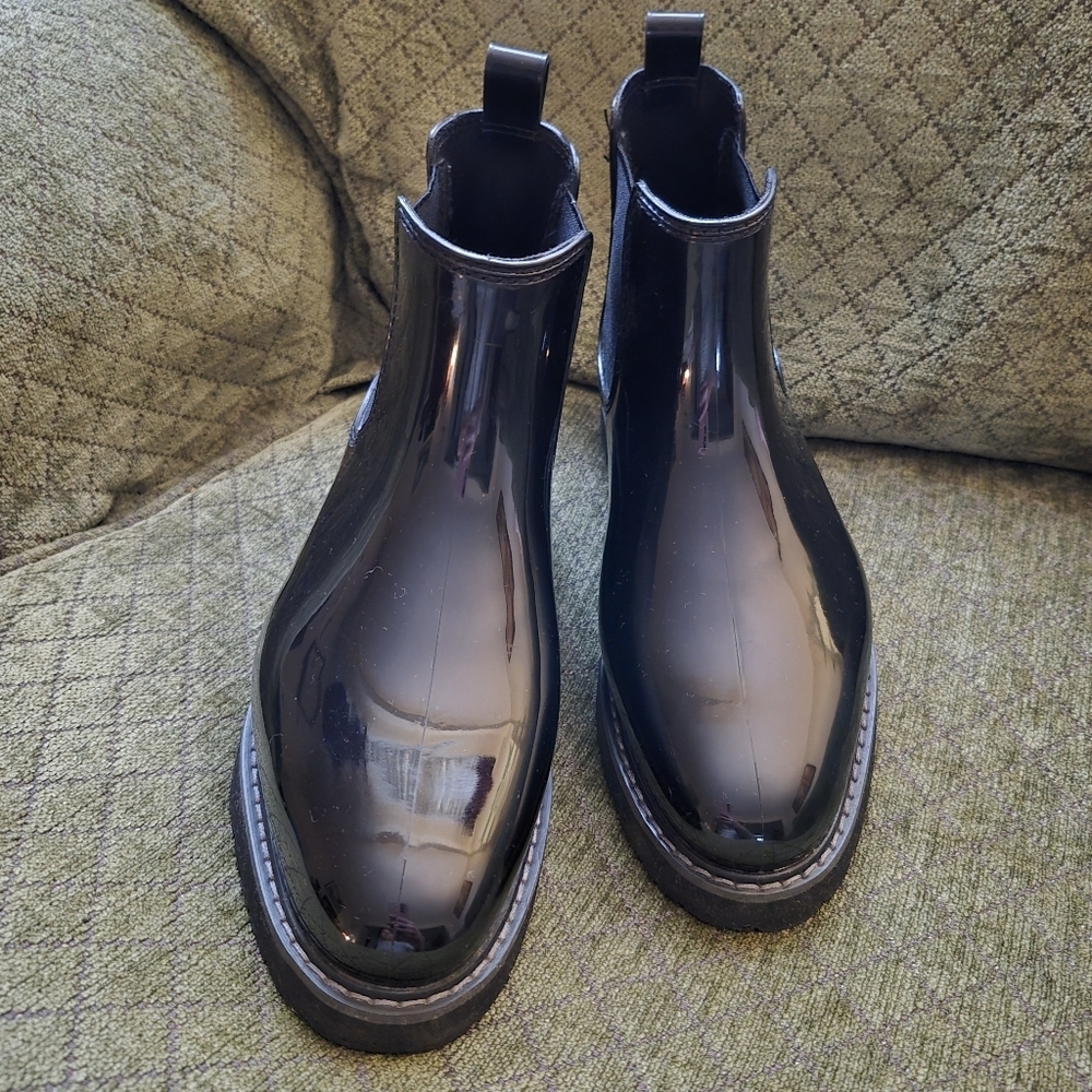 Cougar Chelsea Black Wedge Waterproof Boots Rainboots Ladies Size 8